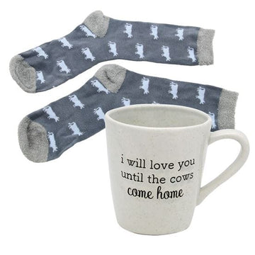 FAIRE - DEI Gifts Cows Come Home Sock and Mug Gift Set